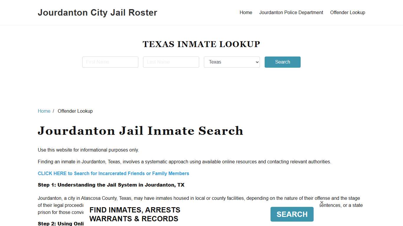Jourdanton, TX Detainee Lookup